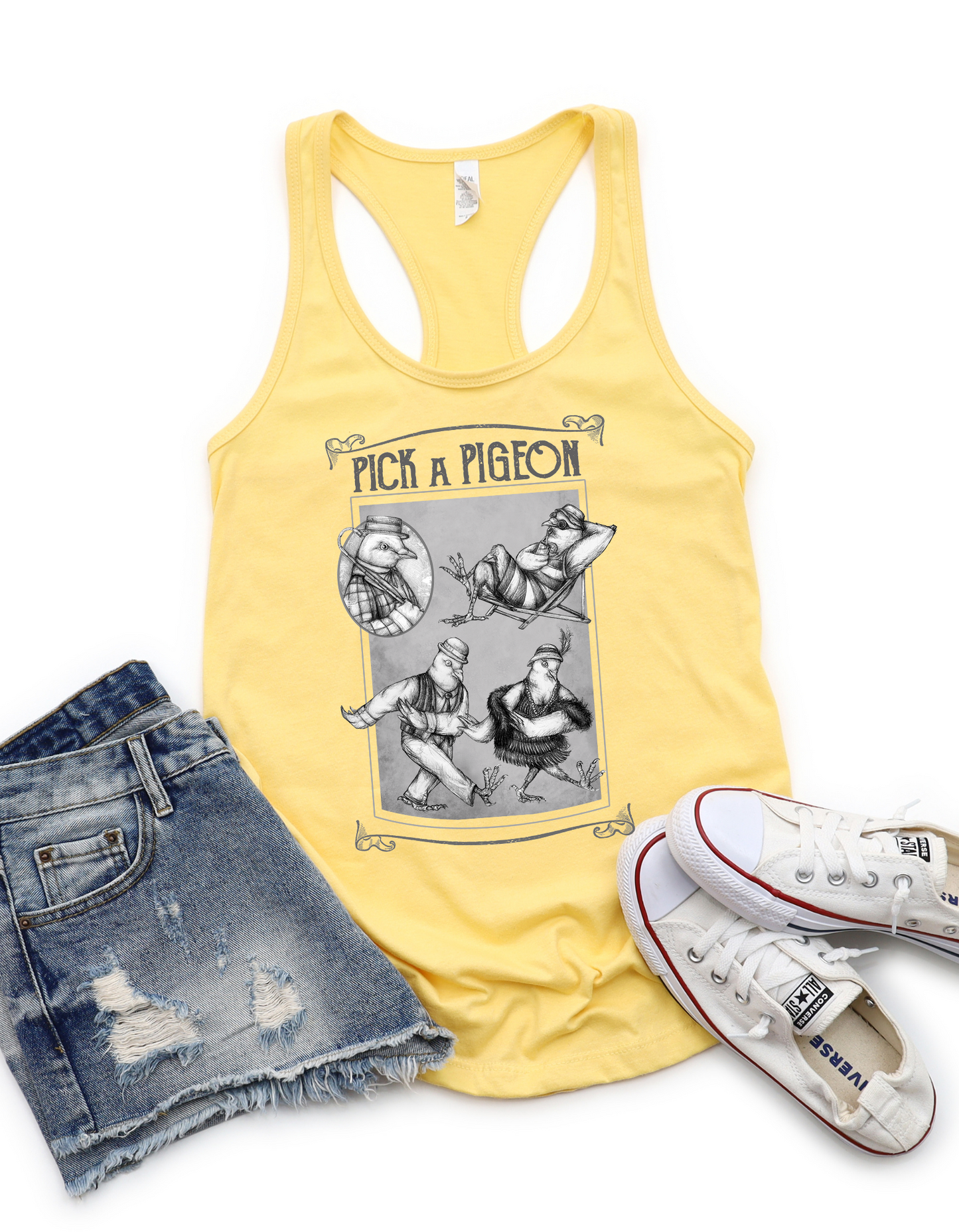 Ladies Racerback Tank - Pigeon Pose