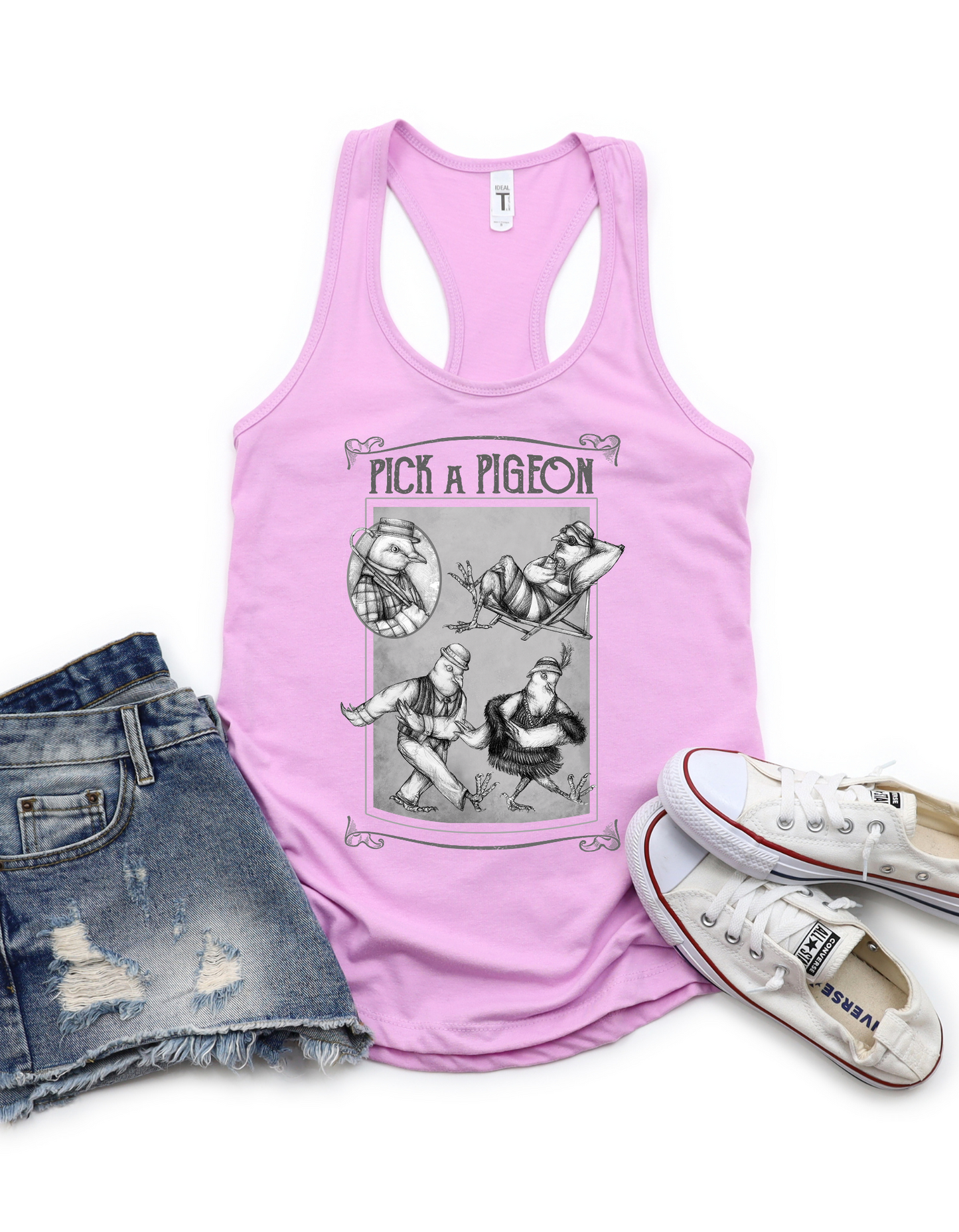 Ladies Racerback Tank - Pigeon Pose