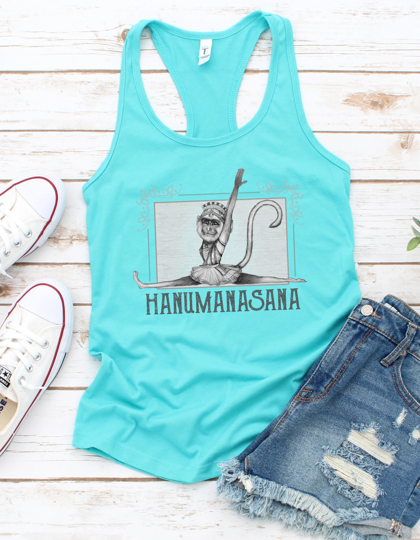 Ladies Racerback Tank - Monkey Pose