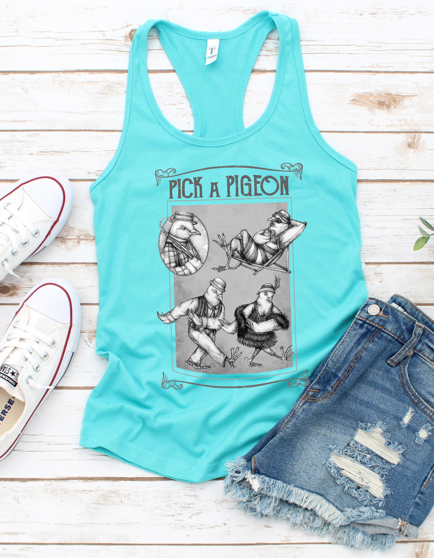 Ladies Racerback Tank - Pigeon Pose