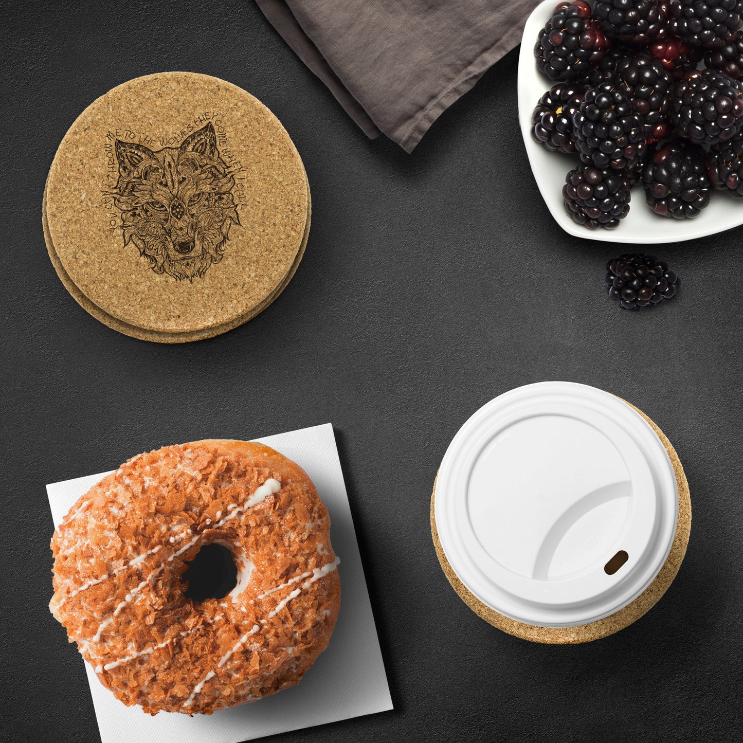 Throw Me to the Wolves Cork Coasters