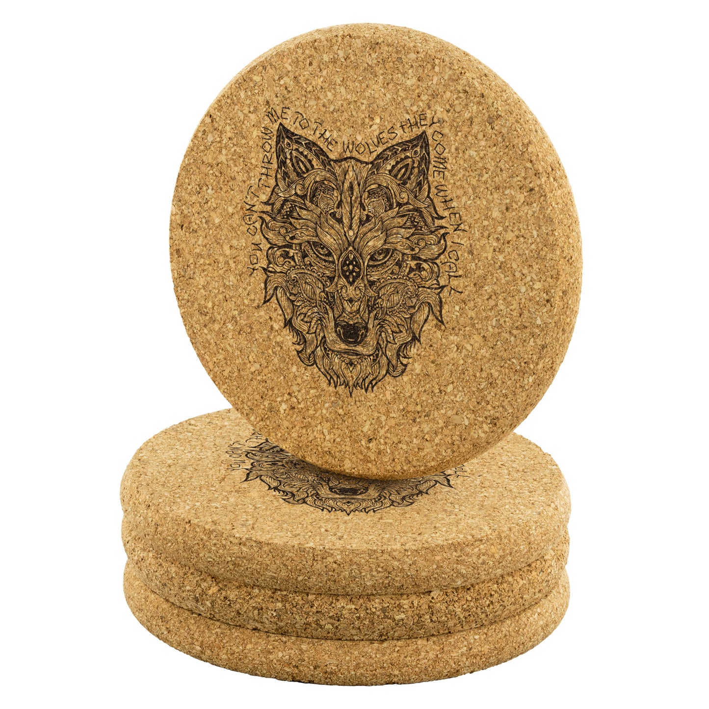 Throw Me to the Wolves Cork Coasters