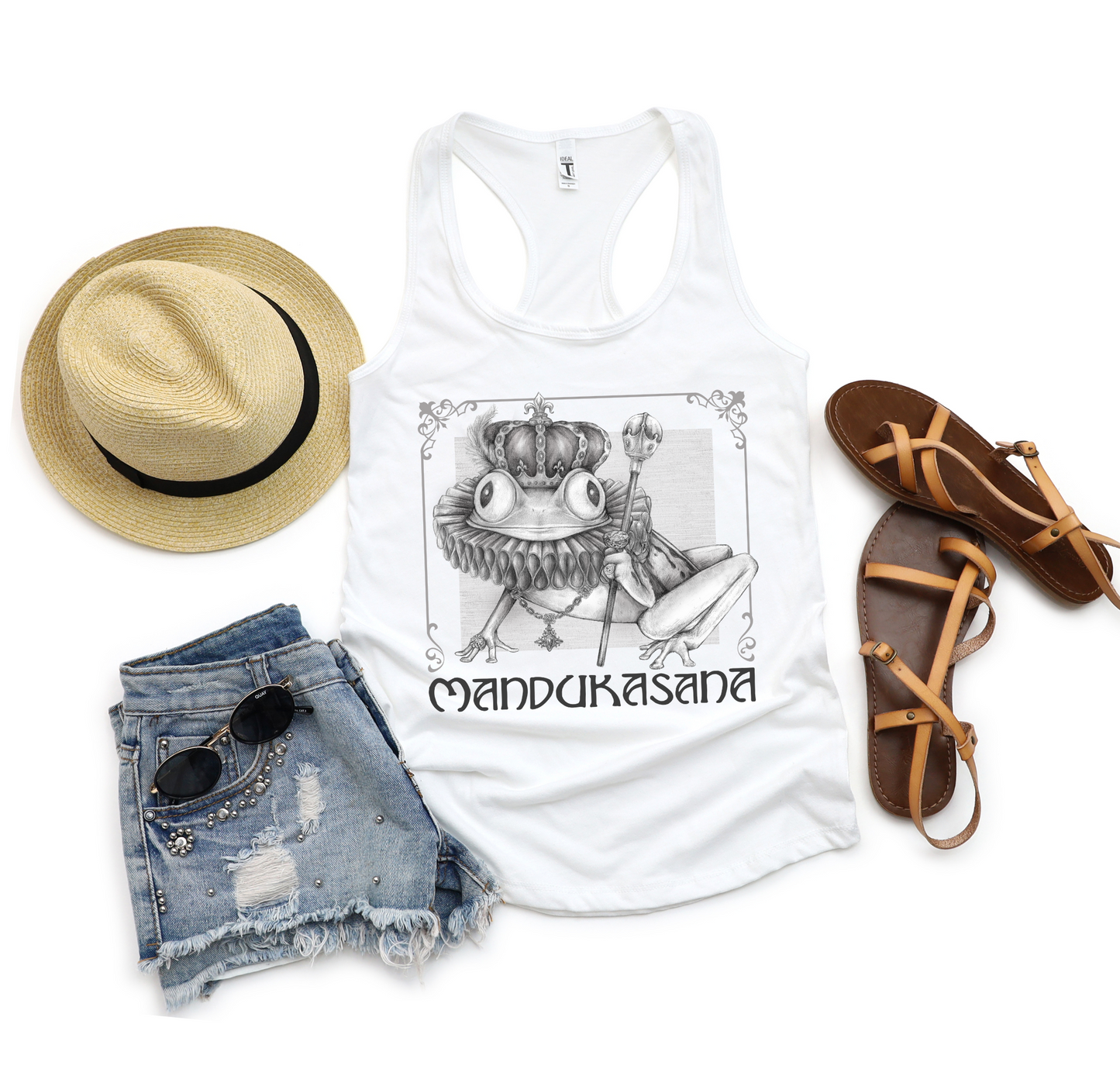 Ladies Racerback Tank - Frog Pose