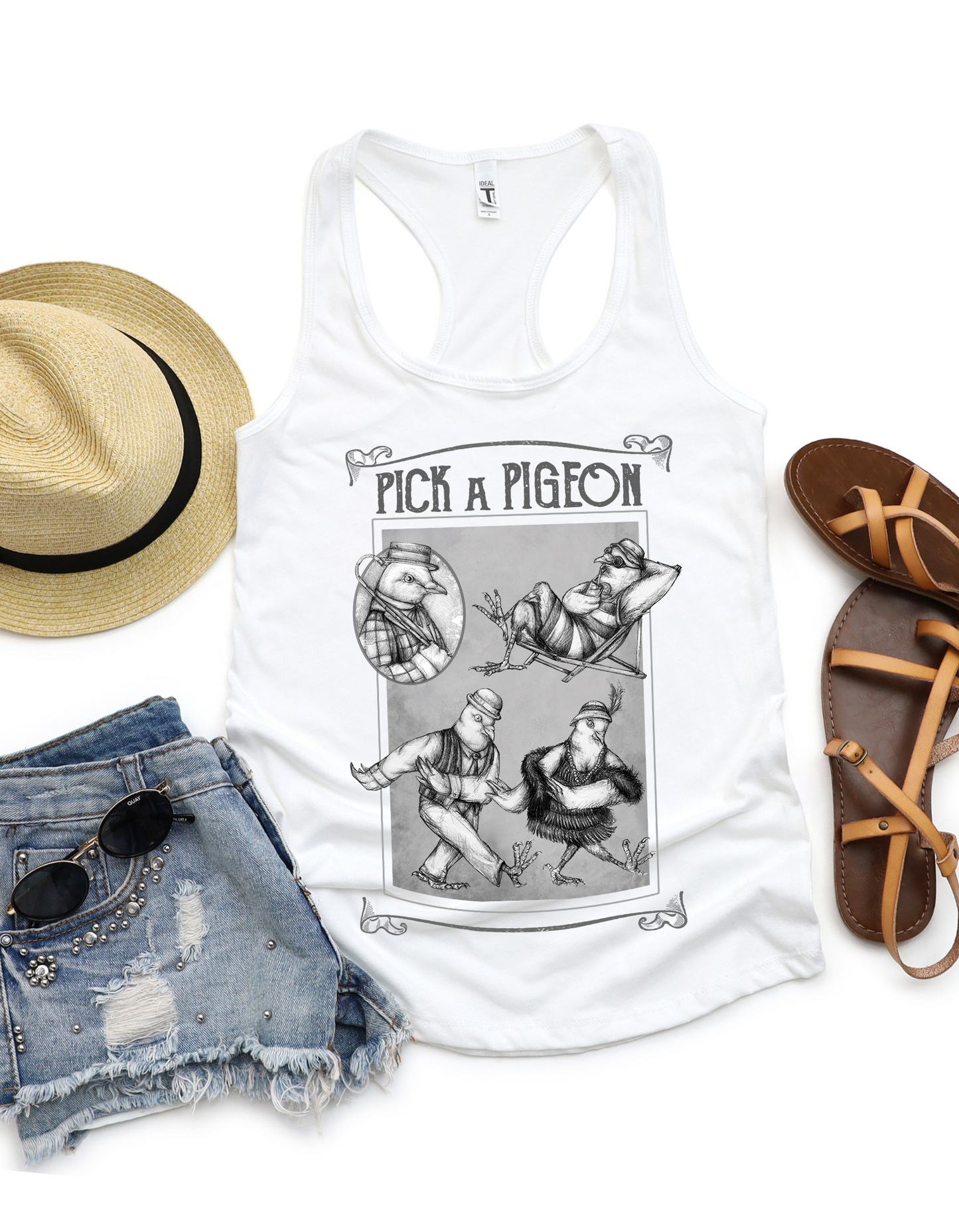 Ladies Racerback Tank - Pigeon Pose