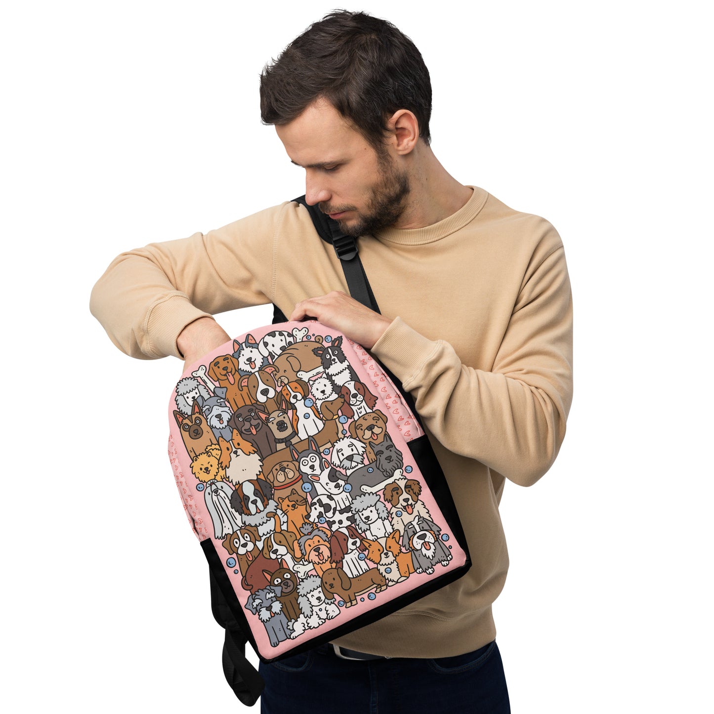I Love Dogs Minimalist Backpack - Pink