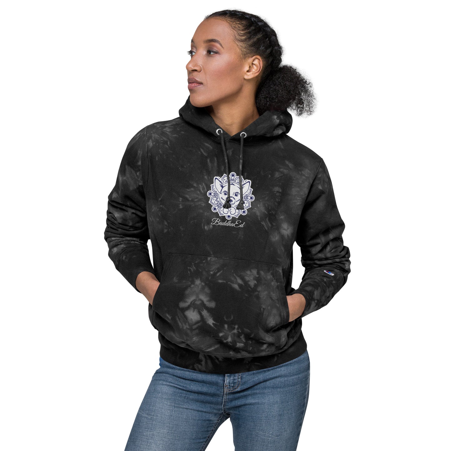 Exclusive BuddhaEd Unisex Embroidered Champion Tie-Dye Hoodie