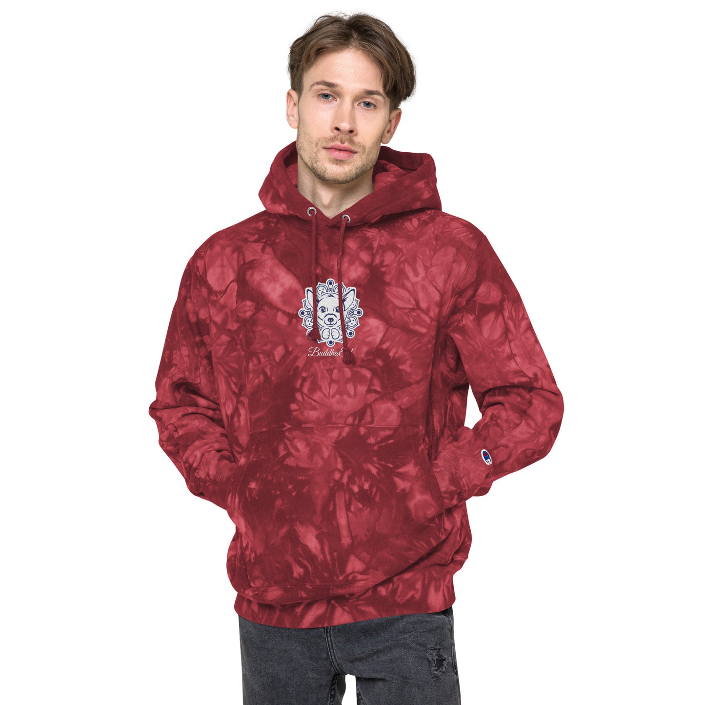 Exclusive BuddhaEd Unisex Embroidered Champion Tie-Dye Hoodie