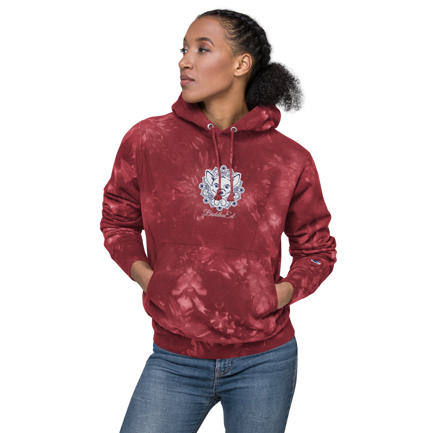 Exclusive BuddhaEd Unisex Embroidered Champion Tie-Dye Hoodie
