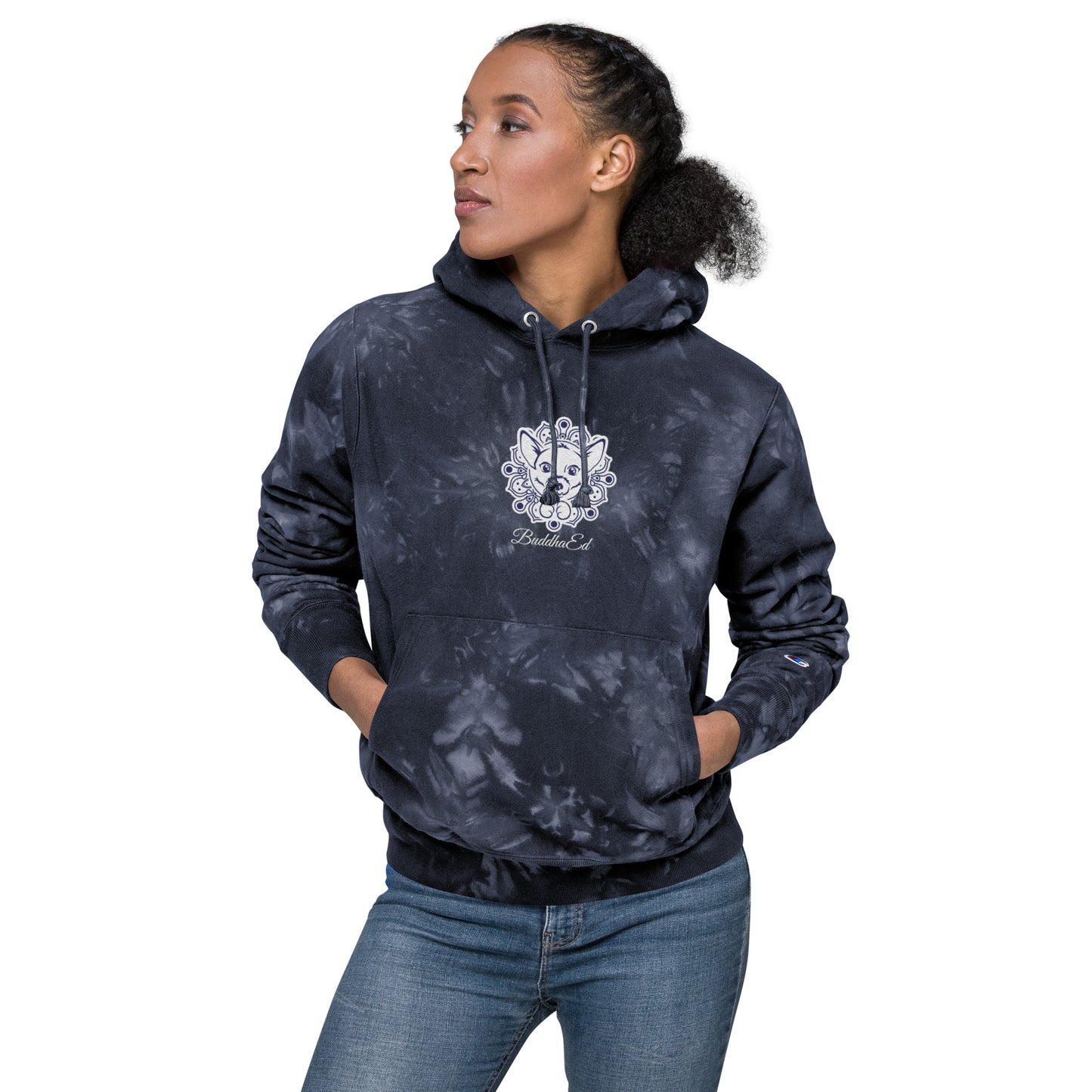Exclusive BuddhaEd Unisex Embroidered Champion Tie-Dye Hoodie