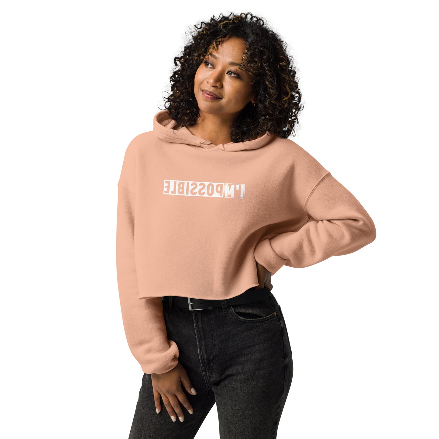 Mirrored Affirmation Crop Hoodie - I'm Possible
