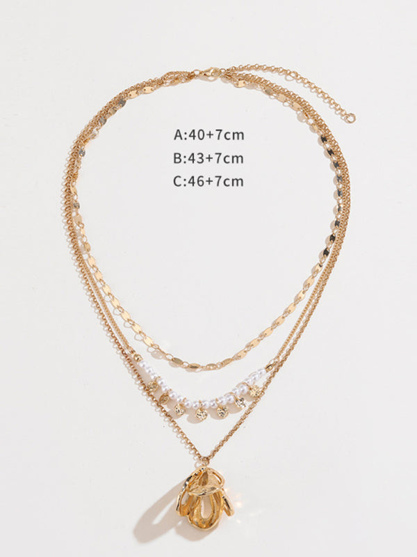 New geometric metal flower stacking necklace
