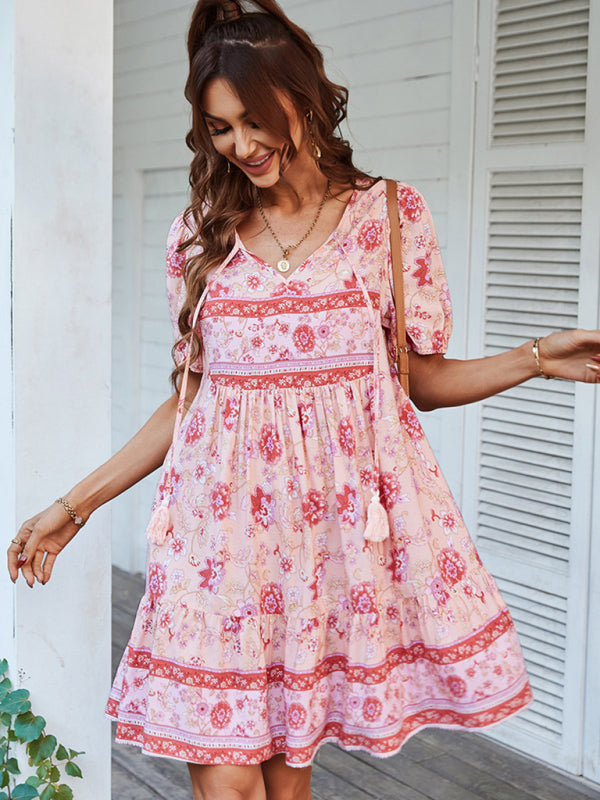 Boho Mini Chiffon Dress