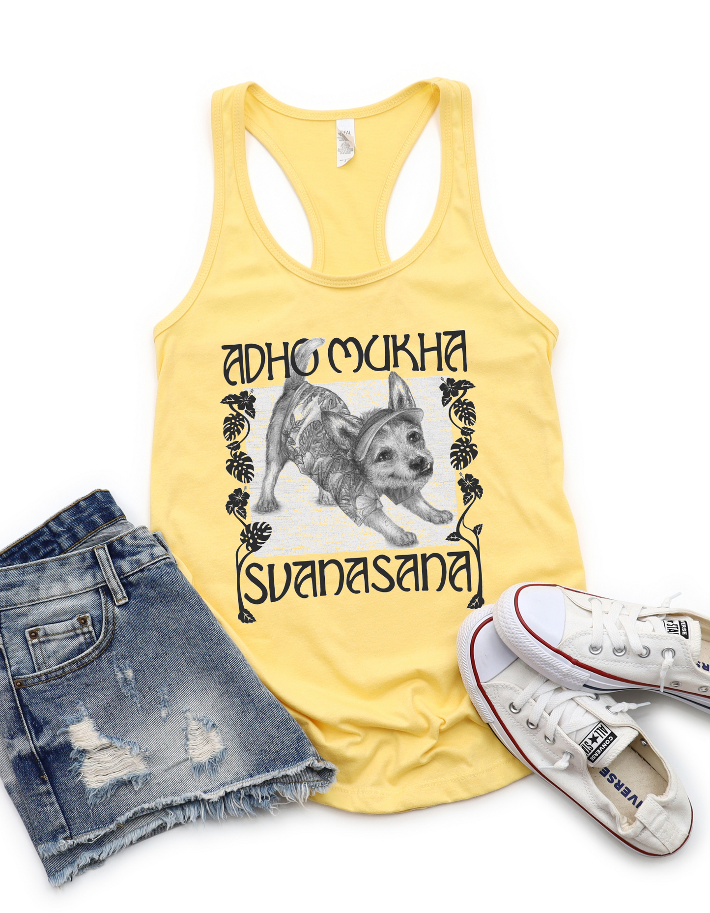 Ladies Racerback Tank - Downward Facing Dog Pose