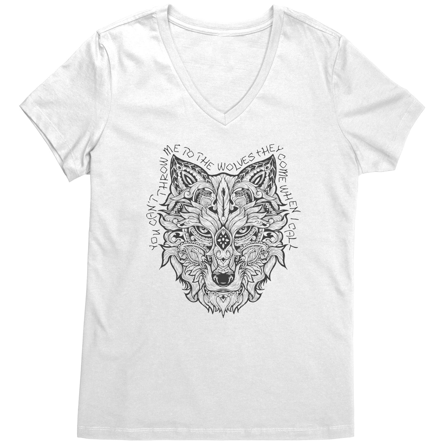 Black Wolf Women's V-neck T - They Come When I Call