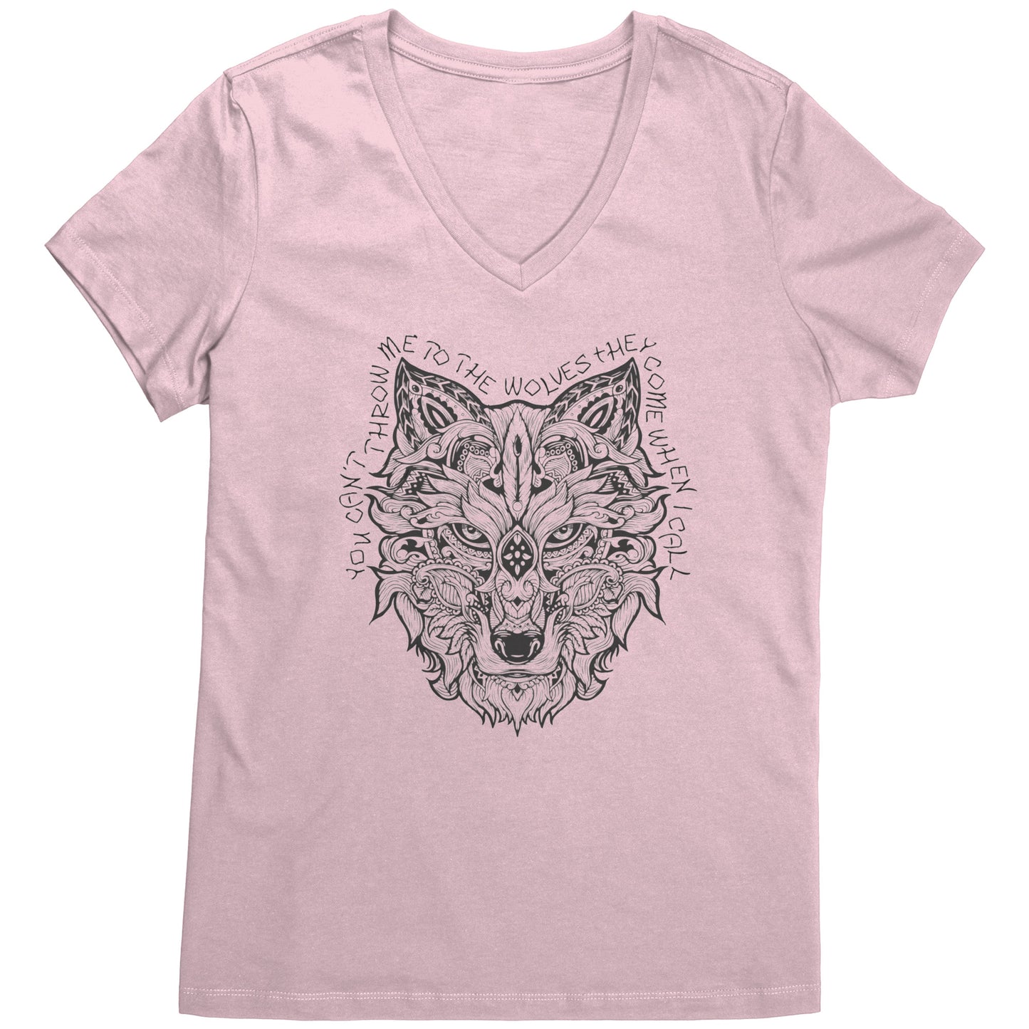 Black Wolf Women's V-neck T - They Come When I Call