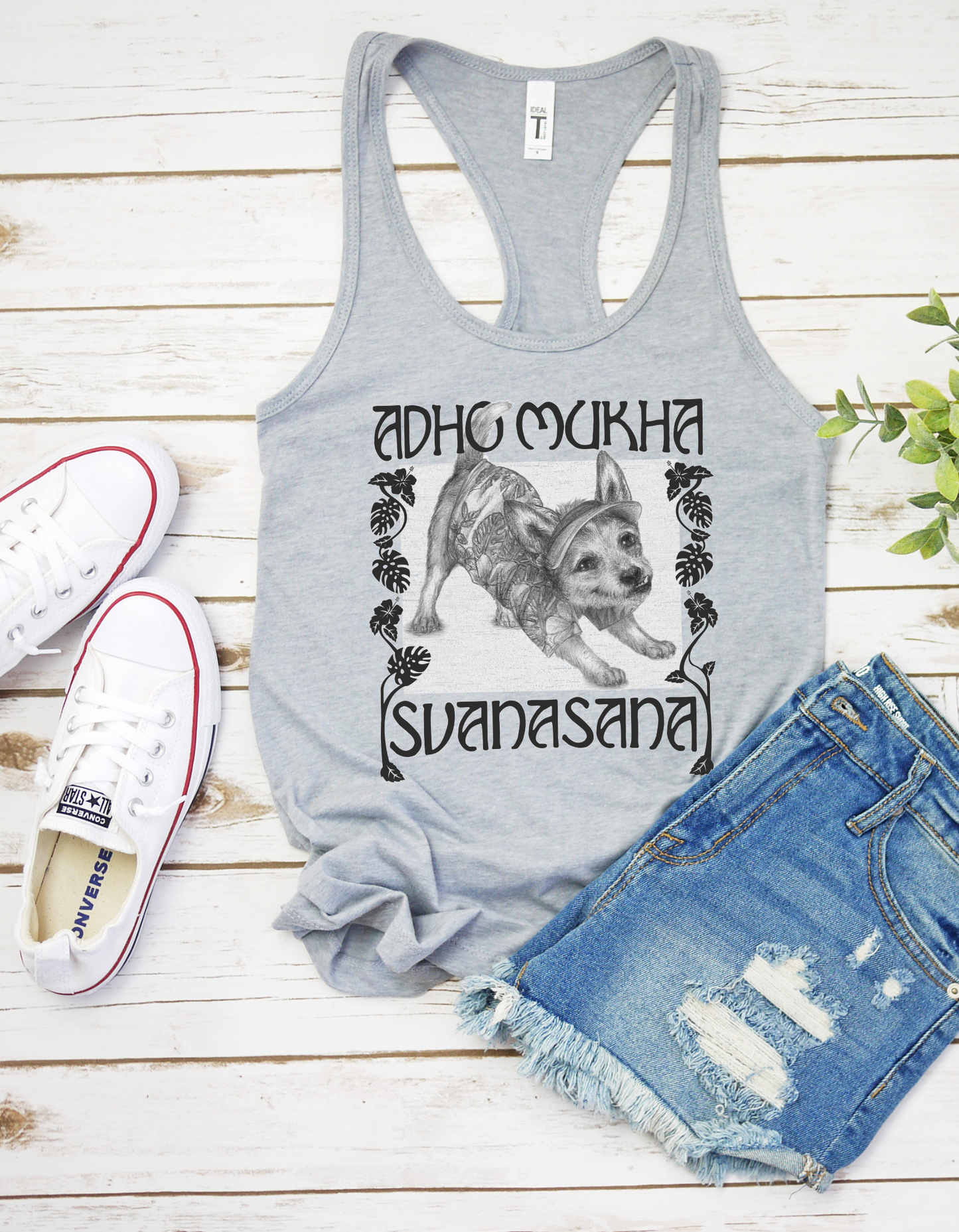 Ladies Racerback Tank - Downward Facing Dog Pose