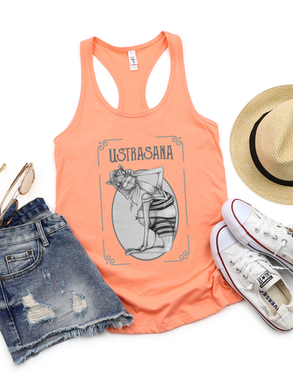 Ladies Racerback Tank - Camel Pose