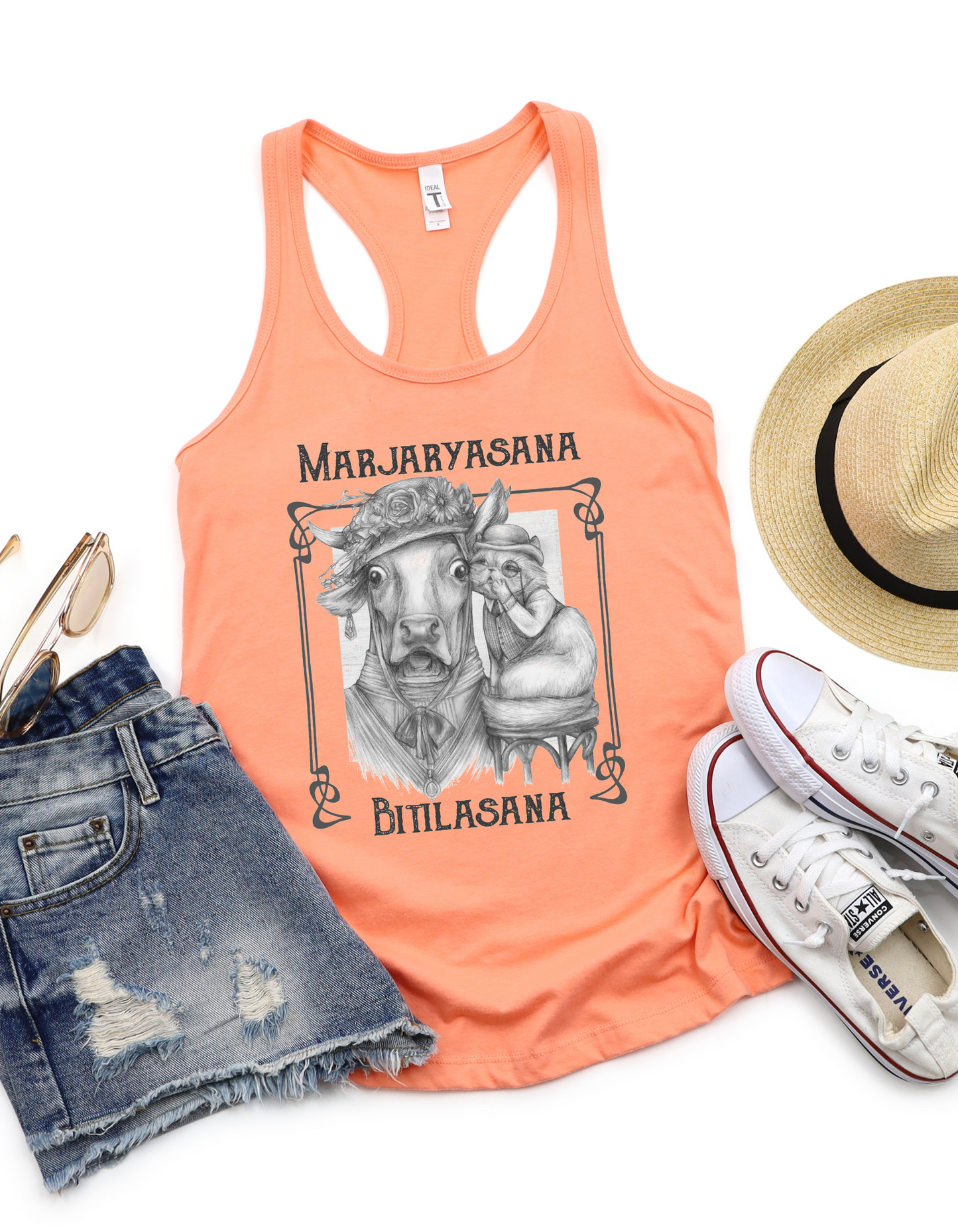 Ladies Racerback Tank - Cat Cow Pose