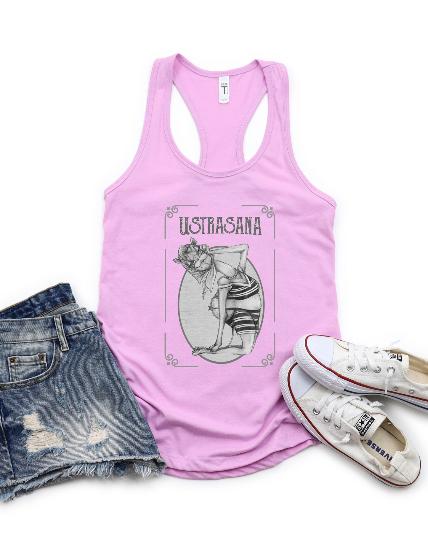 Ladies Racerback Tank - Camel Pose