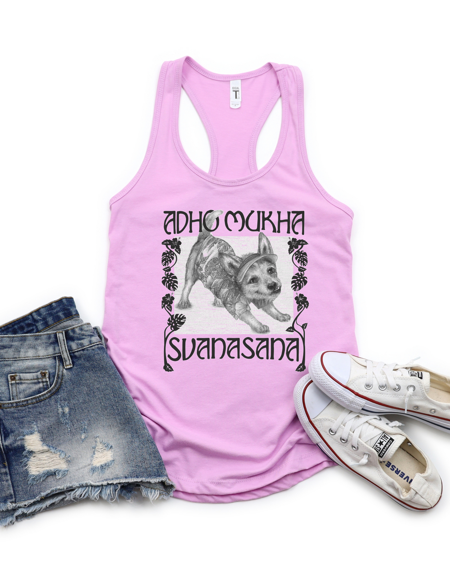 Ladies Racerback Tank - Downward Facing Dog Pose