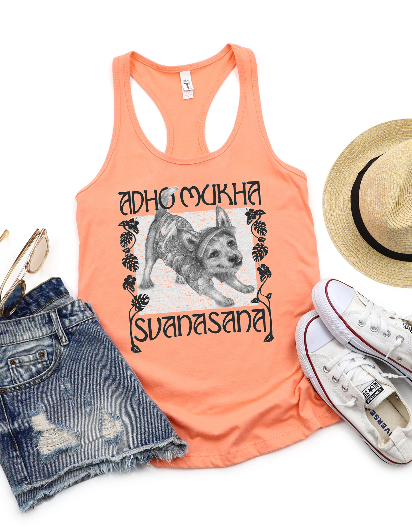Ladies Racerback Tank - Downward Facing Dog Pose