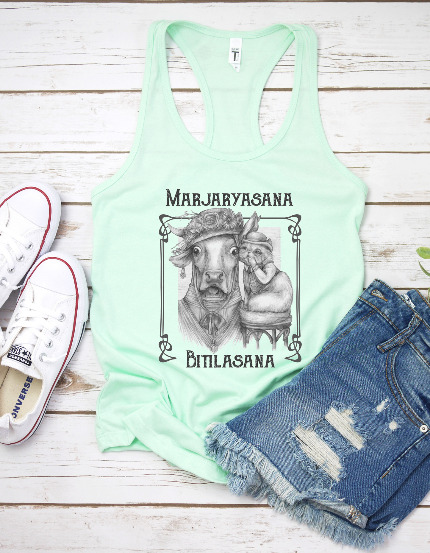 Ladies Racerback Tank - Cat Cow Pose