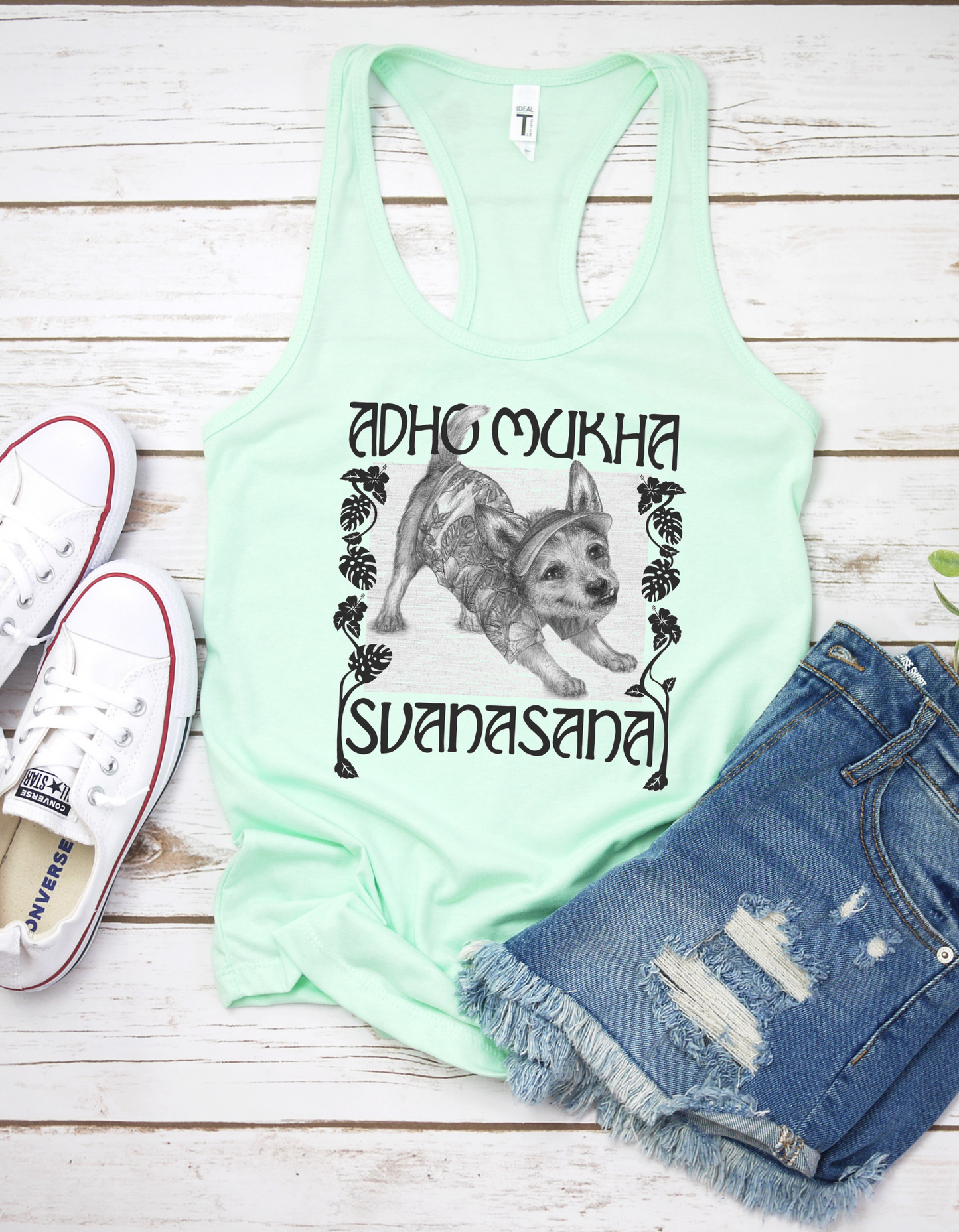 Ladies Racerback Tank - Downward Facing Dog Pose