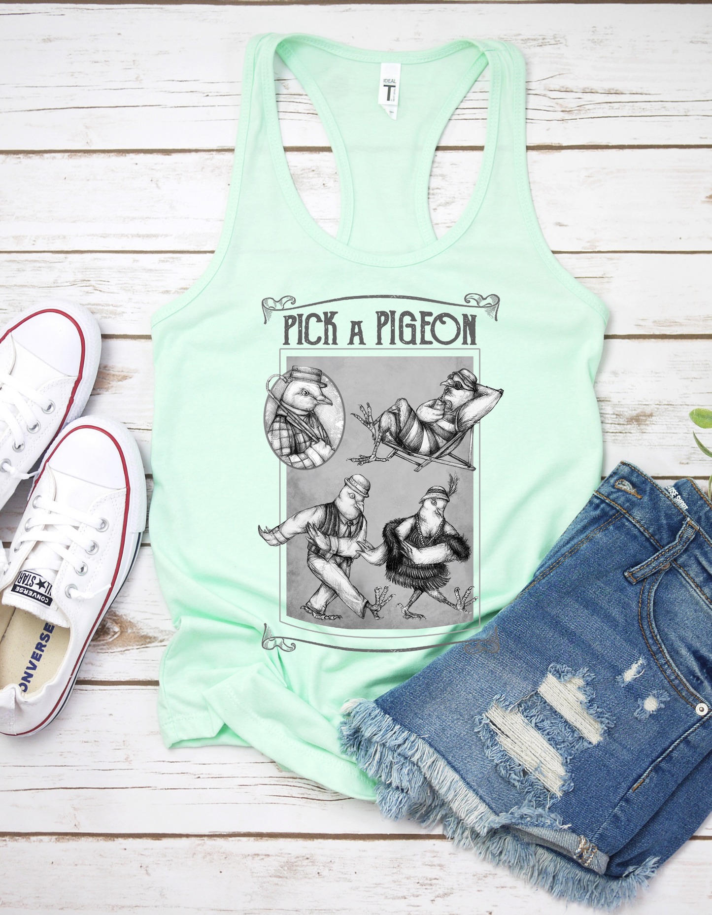 Ladies Racerback Tank - Pigeon Pose