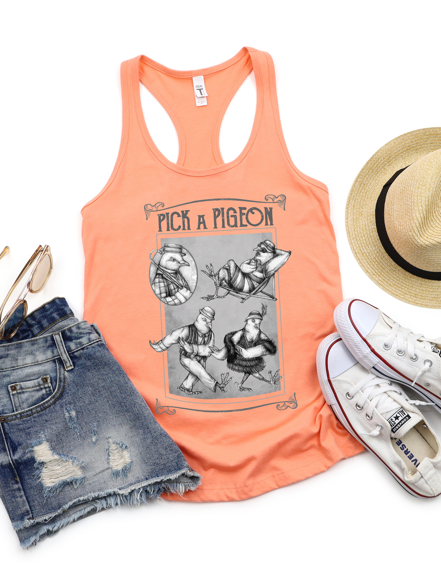 Ladies Racerback Tank - Pigeon Pose
