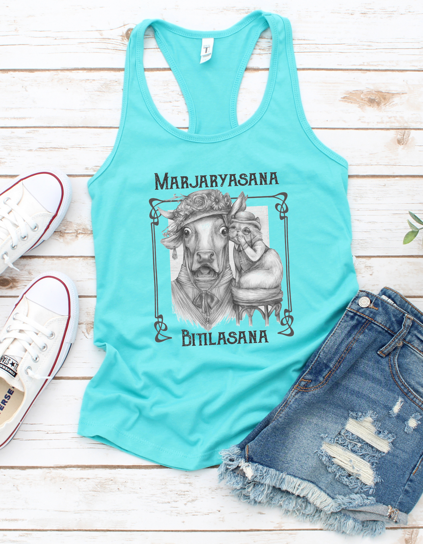 Ladies Racerback Tank - Cat Cow Pose