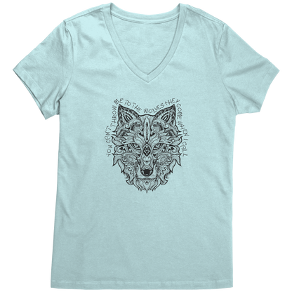 Black Wolf Women's V-neck T - They Come When I Call