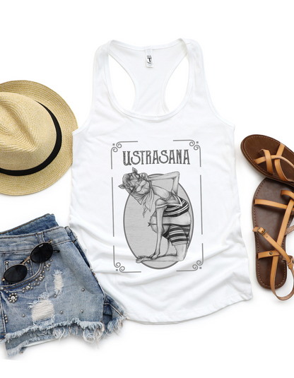 Ladies Racerback Tank - Camel Pose