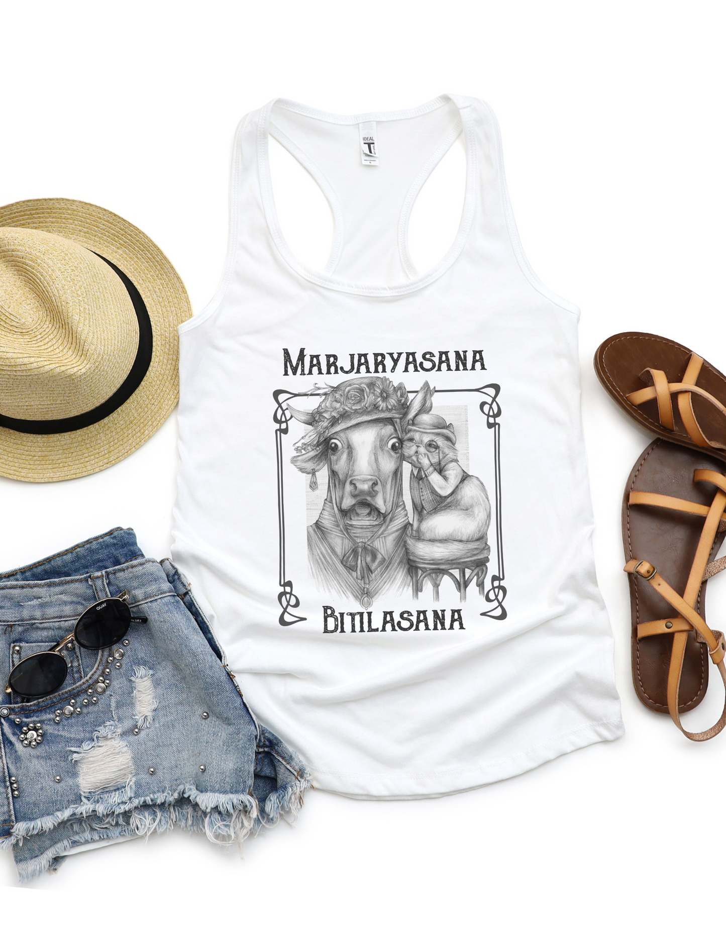 Ladies Racerback Tank - Cat Cow Pose