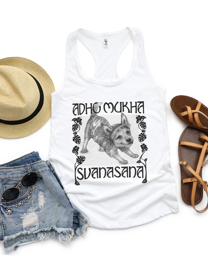 Ladies Racerback Tank - Downward Facing Dog Pose