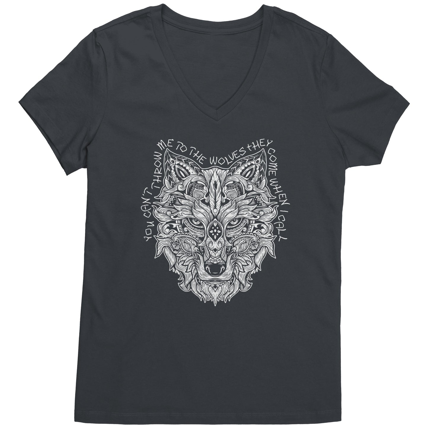 White Wolf V-neck Women's T - They Come When I Call
