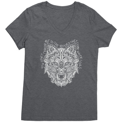 White Wolf V-neck Women's T - They Come When I Call