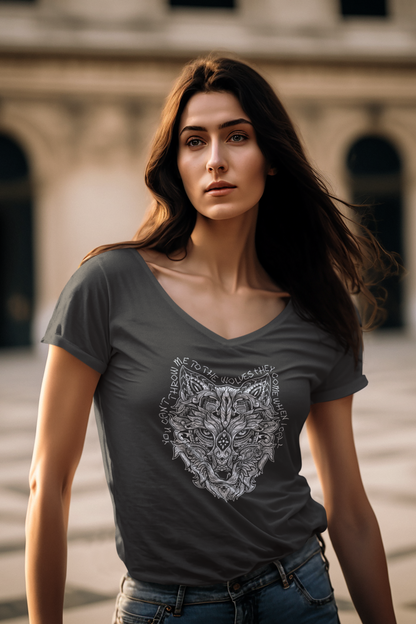 White Wolf V-neck Women's T - They Come When I Call