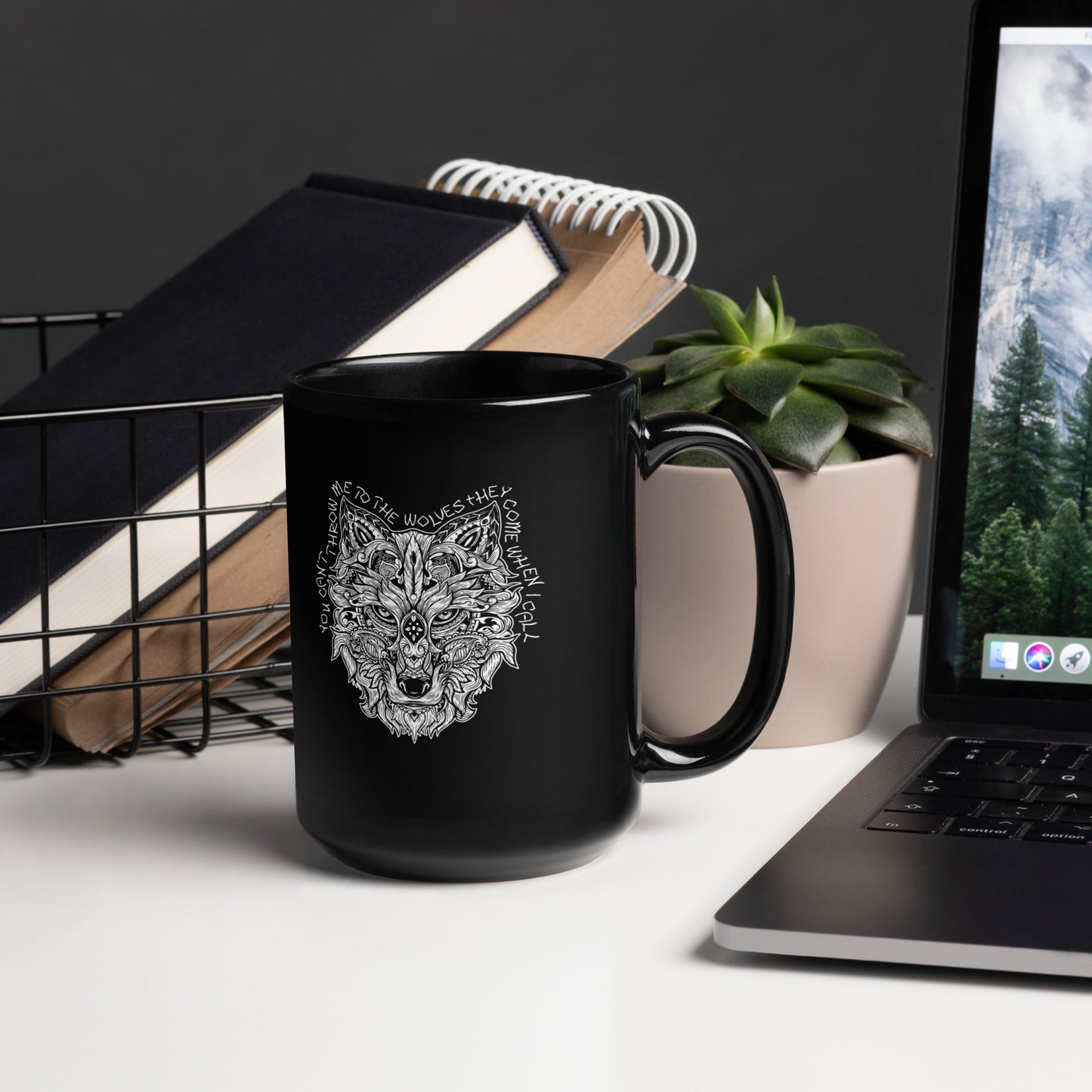 Throw Me to the Wolves Black Glossy Mug