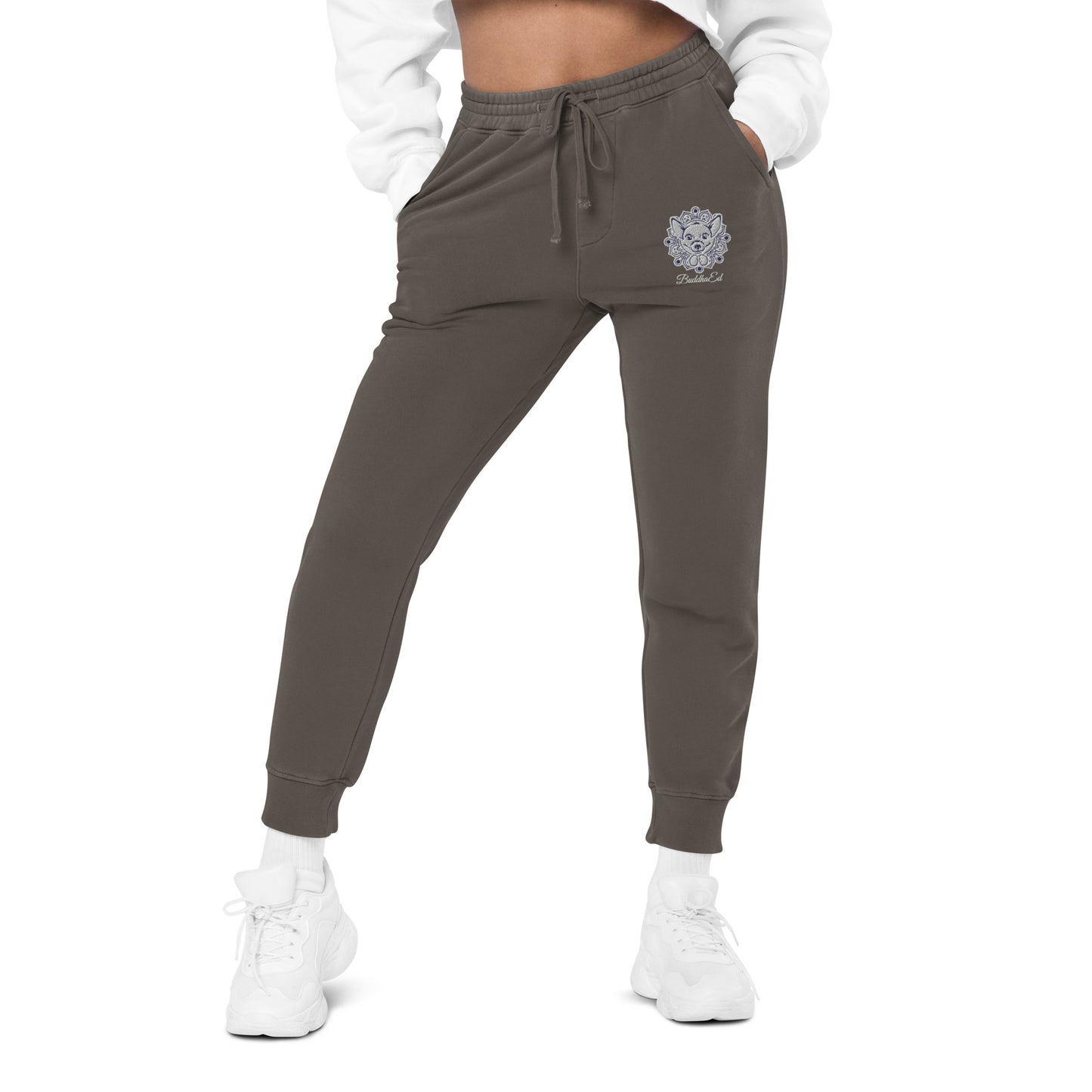 Exclusive BuddhaEd Embroidered Unisex Pigment-dyed Sweatpants