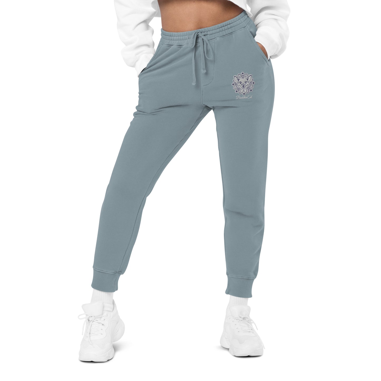 Exclusive BuddhaEd Embroidered Unisex Pigment-dyed Sweatpants