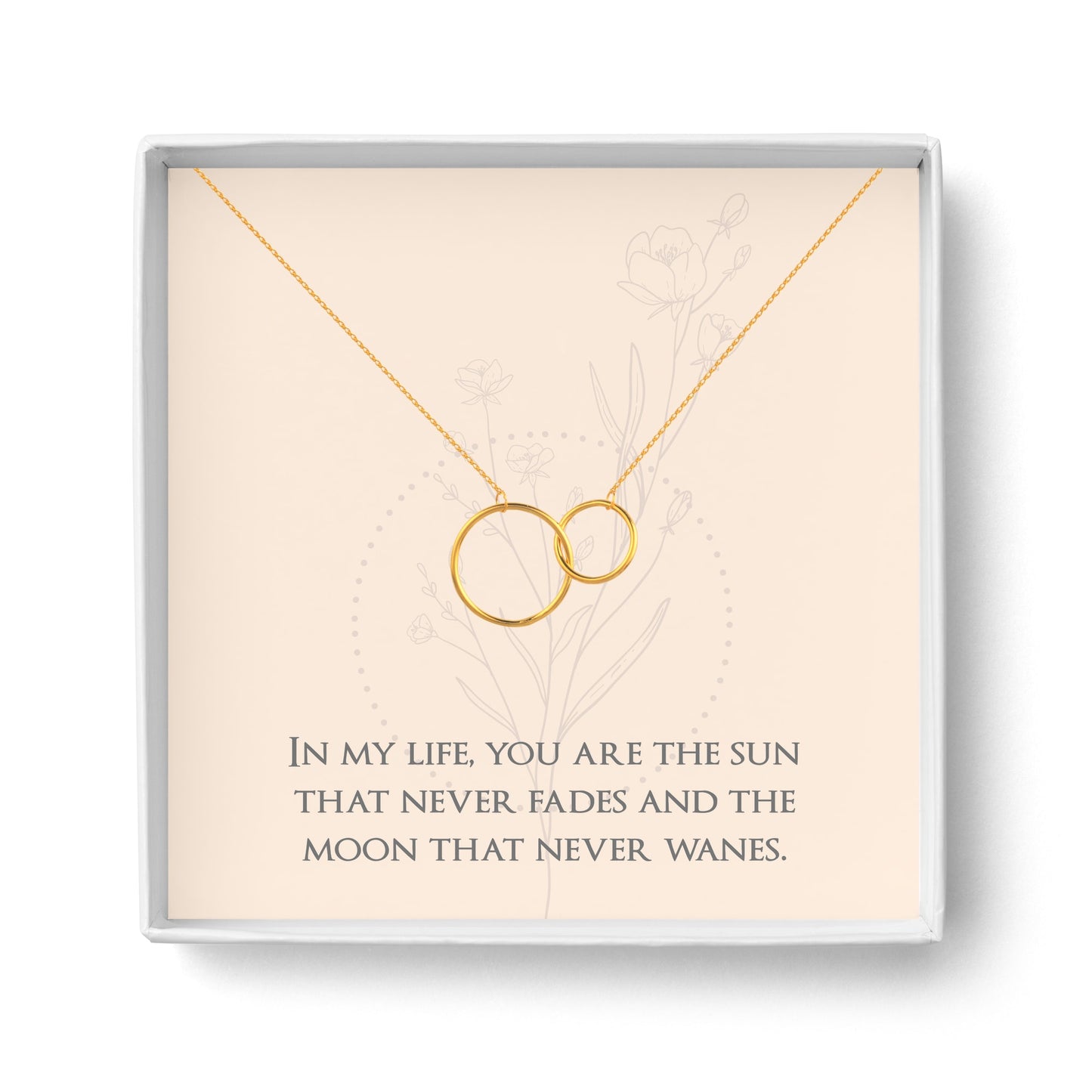 14K Gold Plated Two Circle Interlocking Pendant Necklace