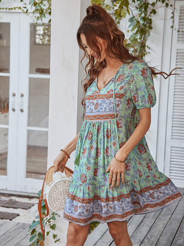 Boho Mini Chiffon Dress