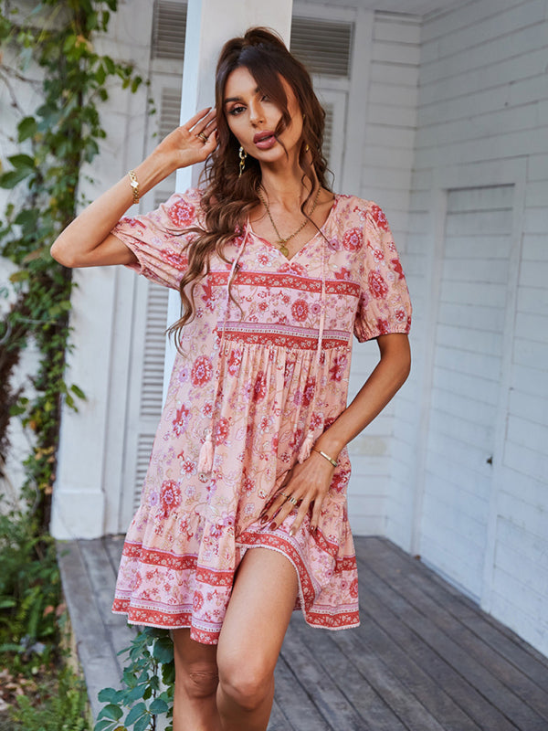 Boho Mini Chiffon Dress