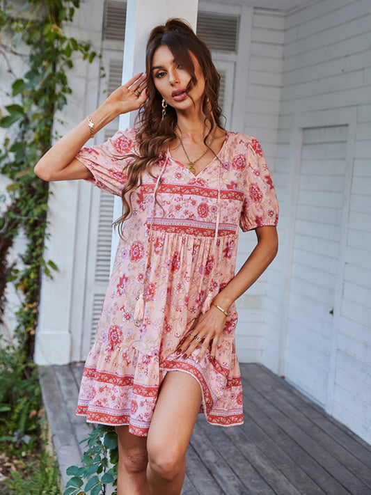 Boho Mini Chiffon Dress