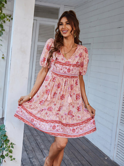 Boho Mini Chiffon Dress