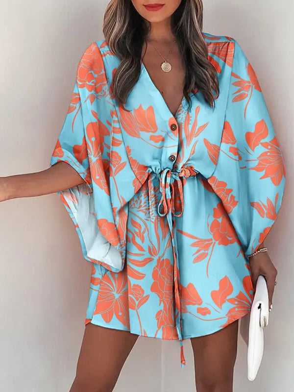 Beach Dolman Half Sleeve Short Dress