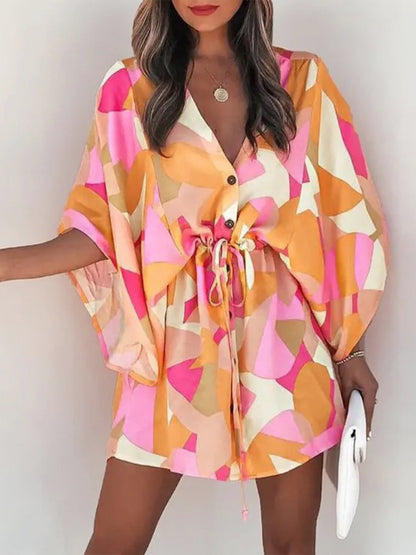Beach Dolman Half Sleeve Short Dress
