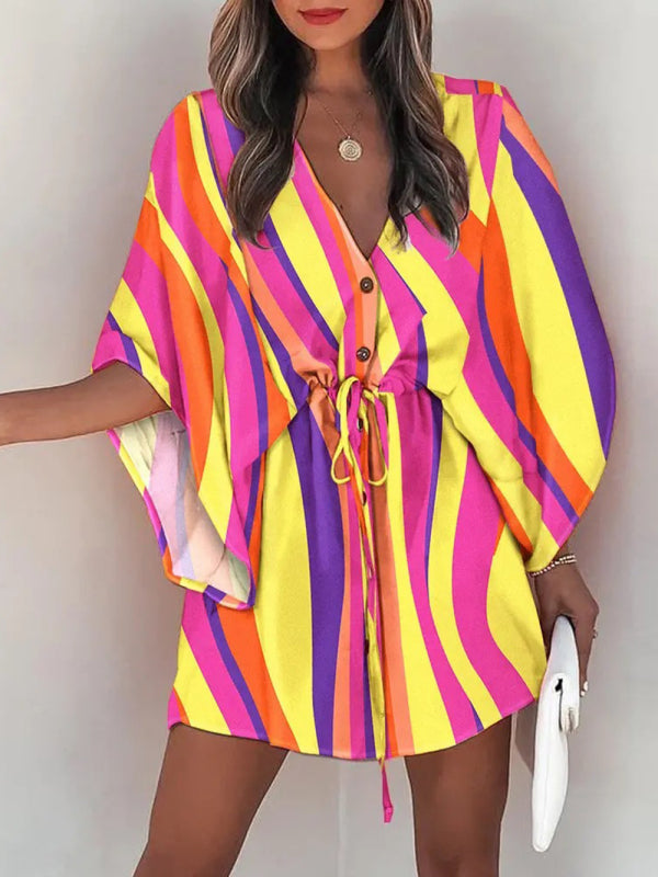 Beach Dolman Half Sleeve Short Dress